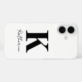 モダンイニシャル ホワイト ブラック 名前入り Case-Mate iPhoneケース (裏面 (横))