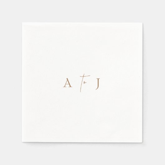 モダンイニシャル「to」の結婚金ゴールド・カクテル スタンダードカクテルナプキン (正面)