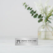 モダンイベントビジネスのロゴシルバードリンク券 スキニー名刺 (スタンド正面)