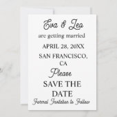 モダンイラストカップル結婚式招待状 セーブザデート (裏面)