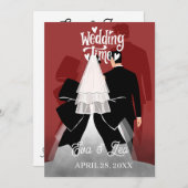 モダンイラストカップル結婚式招待状 セーブザデート (正面/裏面)