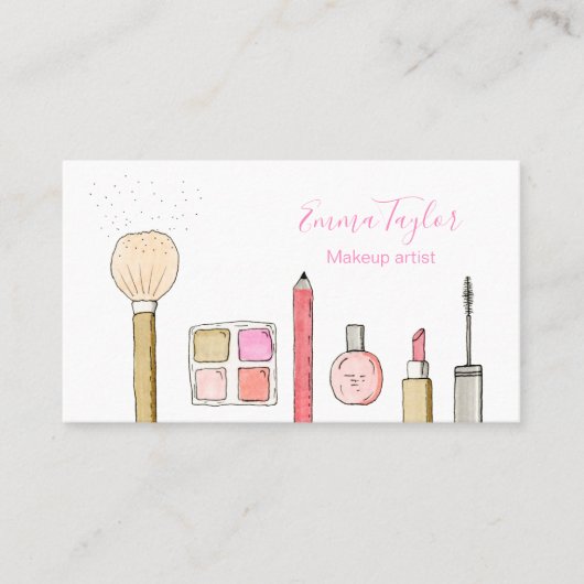 モダンイラストレーションメイクアップアーティストの名刺 名刺 (正面)