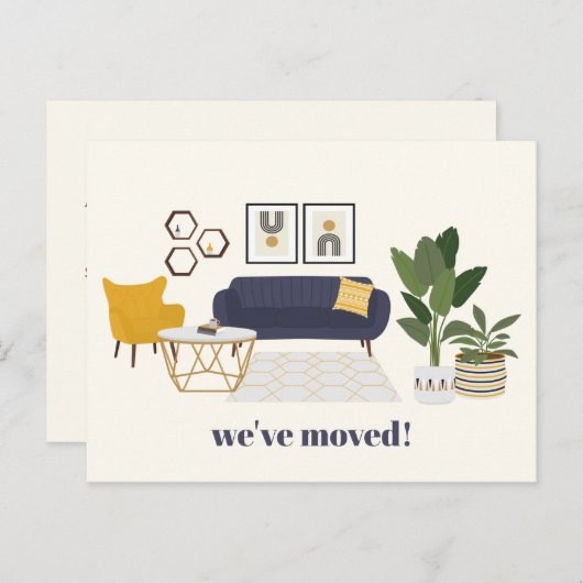 モダンイラストレーション新しい自宅住所を移動 ポストカード (正面/裏面)