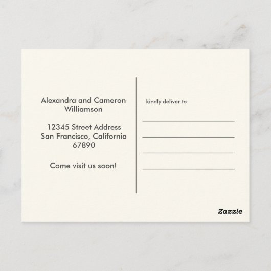 モダンイラストレーション新しい自宅住所を移動 ポストカード (裏面)