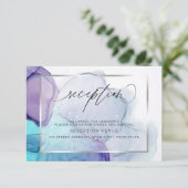 モダンインクアクアとパープルのレセプション招待状 招待状 (スタンド正面)