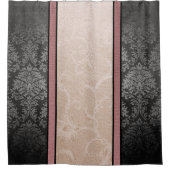 モダンインスパイアフローラのファブリックストライプのヴィンテージ シャワーカーテン (正面)