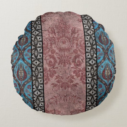 モダンインスパイアフローラデザイン ラウンドクッション (正面)