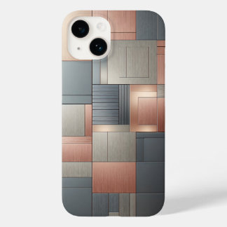 モダンインダストリアルメタリックブロックパターンカッパーアン Case-Mate iPhone 14ケース