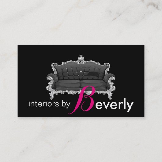 モダンインテリアデザイナーピンクとブラック 名刺 (正面)