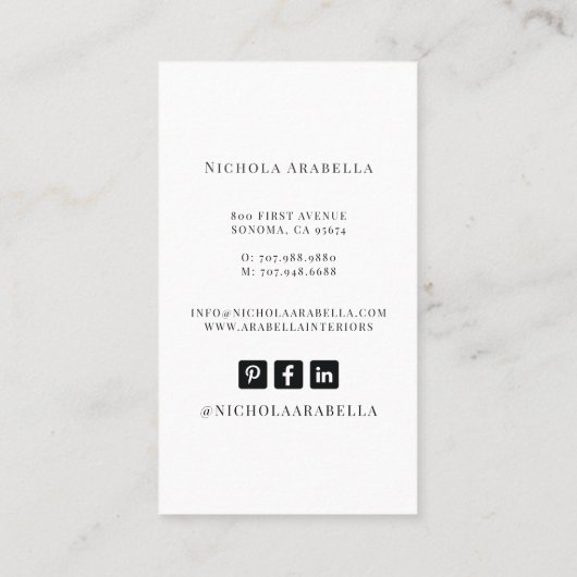 モダンインテリアデザイナーフォト名刺 名刺 (裏面)