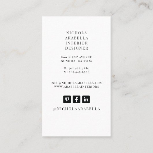 モダンインテリアデザイナーフォト名刺 名刺 (裏面)