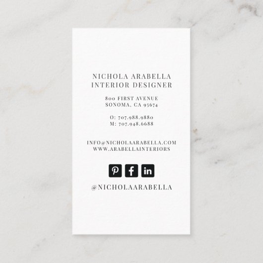 モダンインテリアデザイナーフォト 名刺 (裏面)