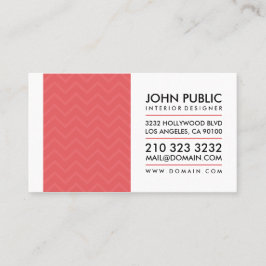 モダンインテリアデザイナーレッドシェブロンパターン 名刺