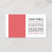 モダンインテリアデザイナーレッドシェブロンパターン 名刺 (正面)