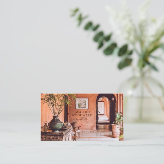 モダンインテリア不動産仲介業者実在エテート 名刺 (スタンド正面)