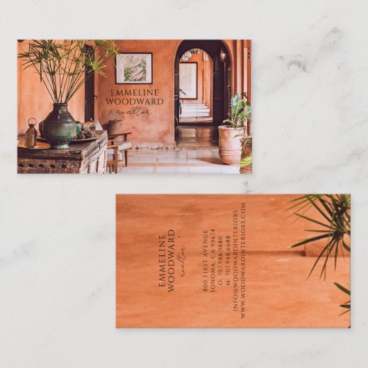 モダンインテリア不動産仲介業者実在エテート 名刺 (正面/裏面)