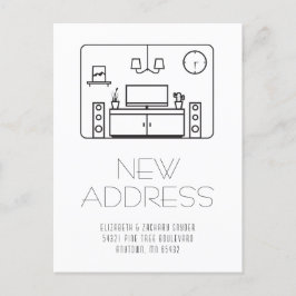 モダンインテリア白黒新しい住所はがき ポストカード
