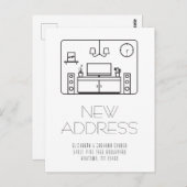 モダンインテリア白黒新しい住所はがき ポストカード (正面/裏面)