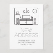 モダンインテリア白黒新しい住所はがき ポストカード (正面)