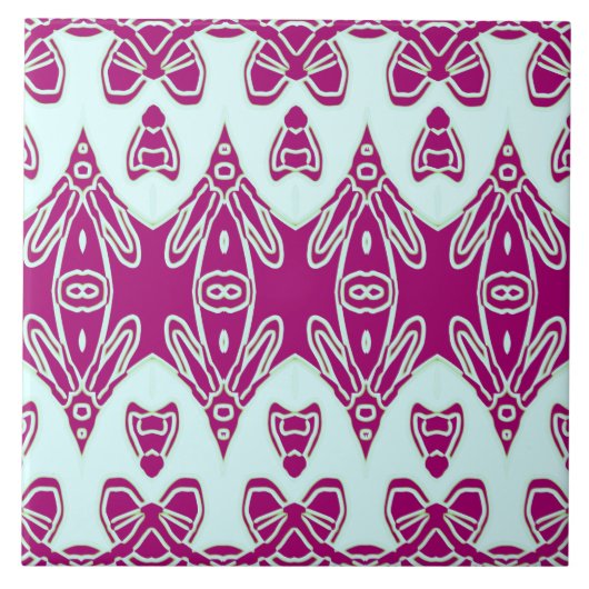 モダンインディアン伝統的ティール(緑がかった色)&マルーンクラシック タイル (正面)