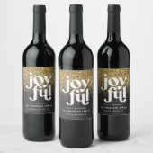 モダンインディクリスマスタイポグラフィブラックと金ゴールド ワインラベル (ボトル)