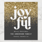 モダンインディクリスマスタイポグラフィブラックと金ゴールド ワインラベル (シングルラベル)