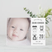 モダンインフォグラフィック写真の誕生発表 案内状 (スタンド正面)