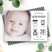 モダンインフォグラフィック写真の誕生発表 案内状