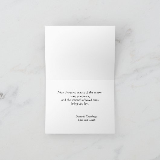 モダンウィンターお洒落ディアファミリーホリデーカード サンキューカード (内部)