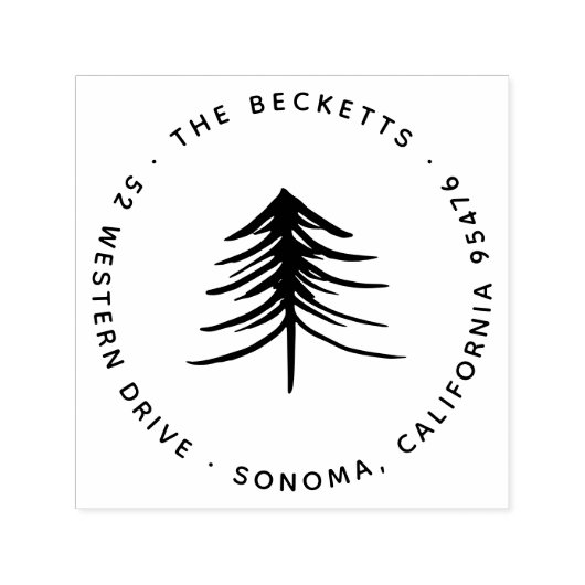モダンウィンターパインツリー差出人住所 セルフインキングスタンプ (デザイン)