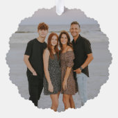 モダンウィンターパインブランチ&ベリー写真 オーナメントカード (裏面)