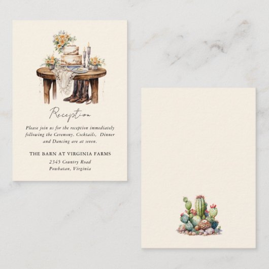 モダンウェスタンカウボーイラスティックカントリーウェディング エンクロージャーカード (正面/裏面)