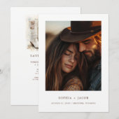 モダンウェスタン写真ブーツ Save the Date 招待状 (正面/裏面)