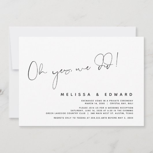 モダンウェディングエロープメント、 そう、やりました 招待状 (正面)