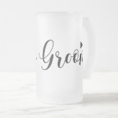 モダンウェディングチーム グルーム ボウタイ デザイン フロストグラスビールジョッキ (正面右)