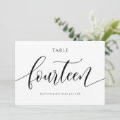 モダンウェディングテーブルナンバー カリグラフィー - 14 招待状 (スタンド正面)