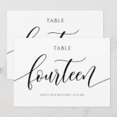 モダンウェディングテーブルナンバー カリグラフィー - 14 招待状 (正面/裏面)