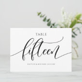モダンウェディングテーブルナンバー カリグラフィー - 15 招待状 (スタンド正面)
