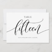 モダンウェディングテーブルナンバー カリグラフィー - 15 招待状 (裏面)