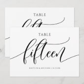 モダンウェディングテーブルナンバー カリグラフィー - 15 招待状 (正面/裏面)