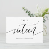 モダンウェディングテーブルナンバー カリグラフィー - 16 招待状 (スタンド正面)