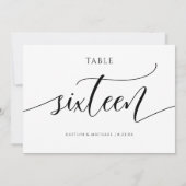 モダンウェディングテーブルナンバー カリグラフィー - 16 招待状 (裏面)
