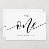 モダンウェディングテーブルナンバー カリグラフィー - 1 招待状 (正面/裏面)