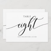 モダンウェディングテーブルナンバー カリグラフィー - 8 招待状 (正面/裏面)