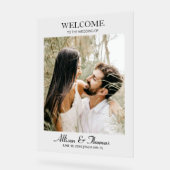モダンウェディングフォトウェルカムクリア アクリルサイン (傾斜)