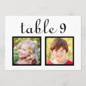 モダンウェディングフォトブラックホワイトテーブルナンバー 招待状 (裏面)