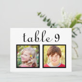 モダンウェディングフォトブラックホワイトテーブルナンバー 招待状 (スタンド正面)