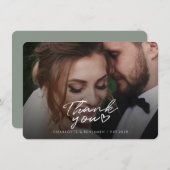 モダンウェディングフォト手書きサンクス サンキューカード (正面/裏面)