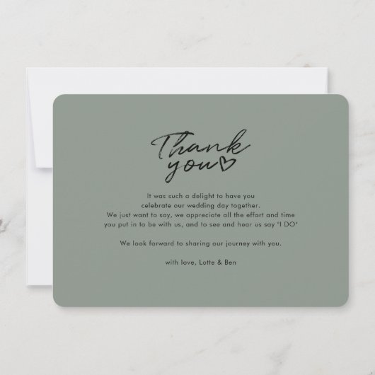 モダンウェディングフォト 手書きの感謝 サンキューカード (裏面)