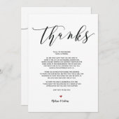 モダンウェディング感謝とスケジュールカード v9 招待状 (正面/裏面)